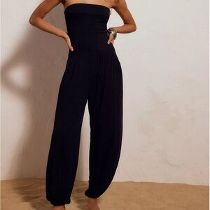 Free People Mora Drop Waist Black Jumpsuit